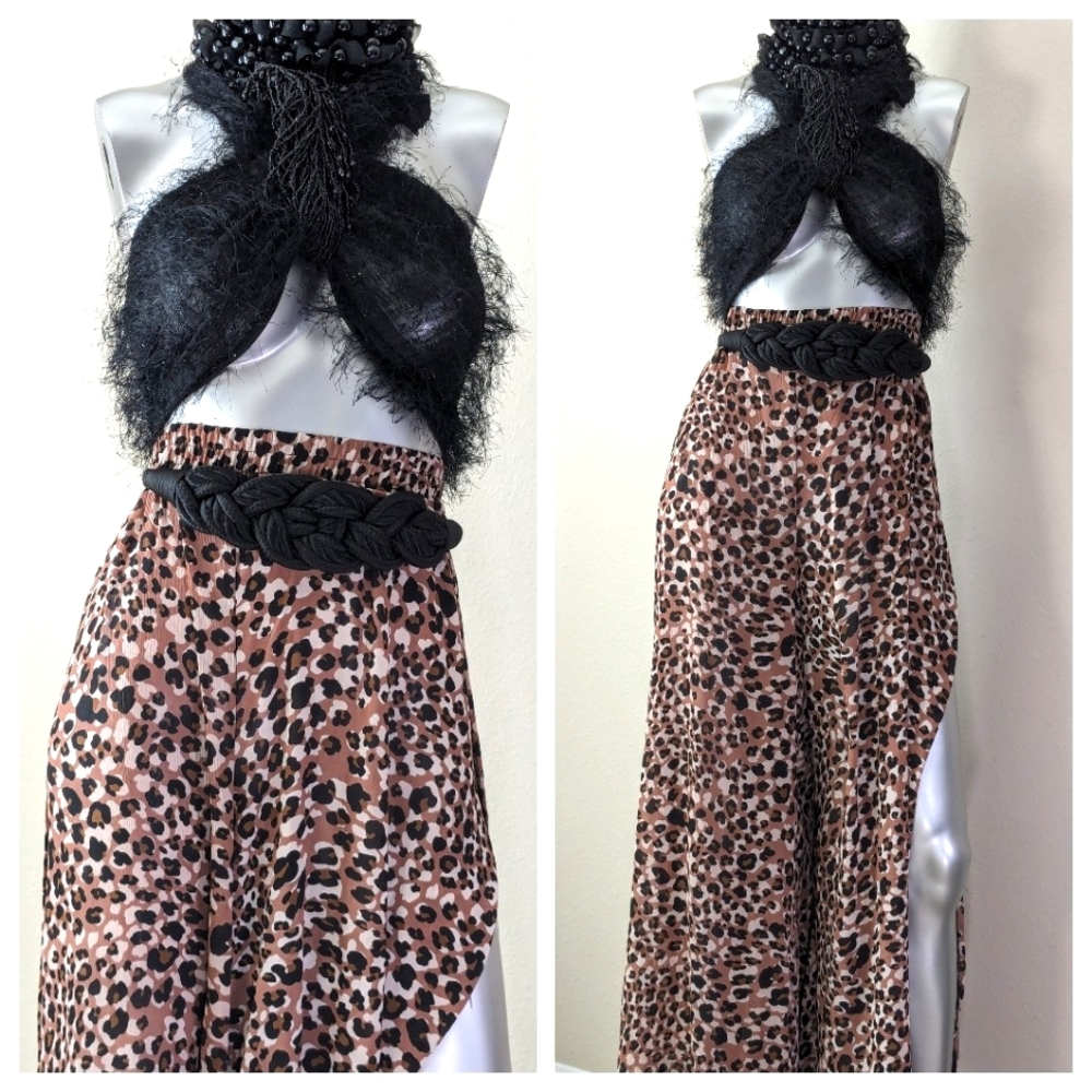 "WHIMSICAL" Pull On Elastic @ Waistline Pom Pom Detail Bohemian Palazzo Pants